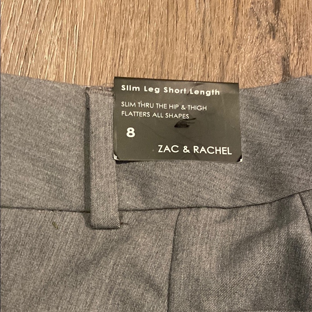 Zac & Rachel Slim Leg Short Length Solid Dress Pants Grey 8 NWT - Picture 6 of 8